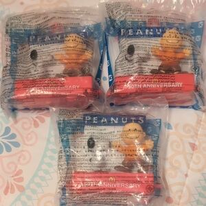 McDonald's Peanuts 50th Anniversary Toys - Red and Yellow Set Of 3 Original Pack
